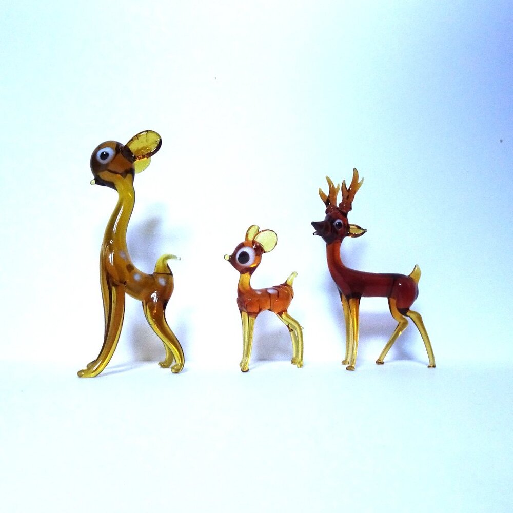 Vintage Glass Deer Figurines